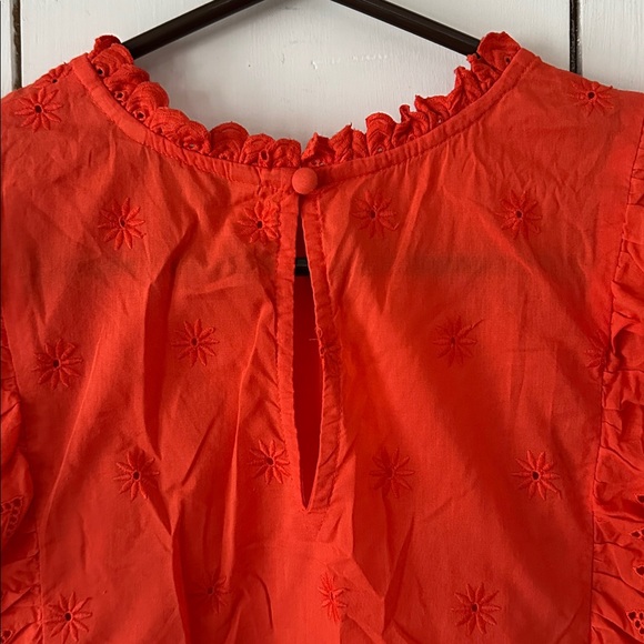 BODEN Nina Sleeveless Broderie Ruffle Eyelet Top Sz 12 Bright Papaya - Picture 10 of 11